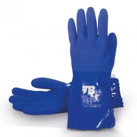 Guante químico de PVC con interior de algodón de 35cm (Paquete de 3 pares)