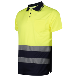 POLO POLIÉSTER MANGA CORTA COMBINADO AV COLOR AZUL AMARILLO AV