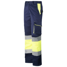 PANTALÓN ELÁSTICO MULTIBOLSILLOS COMBINADO AV COLOR AZUL AMARILLO AV
